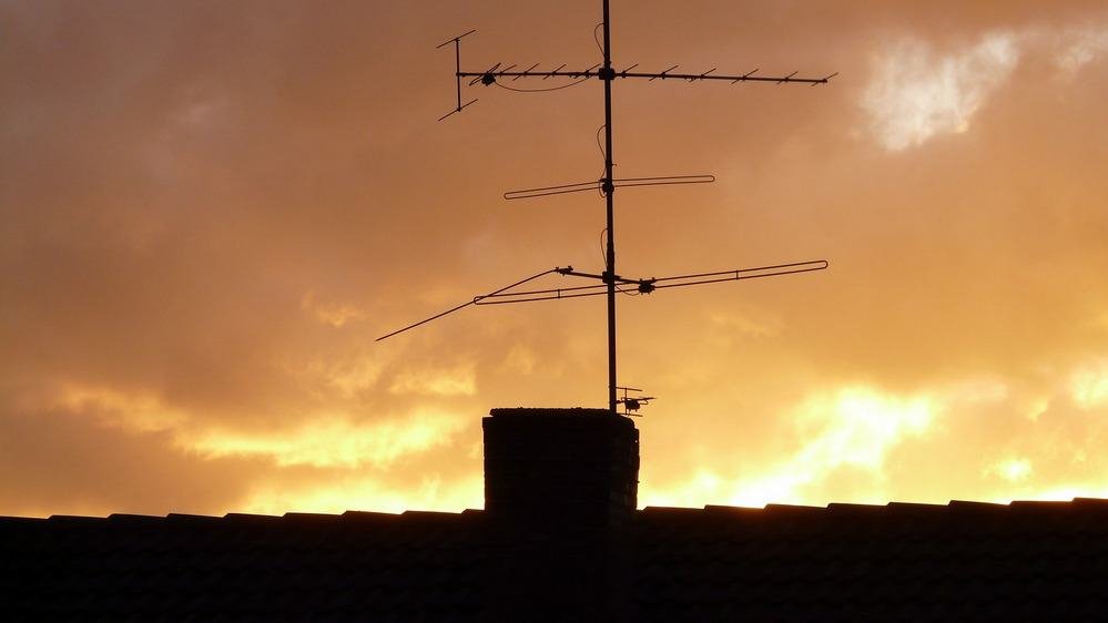 Tv antenna at sunset