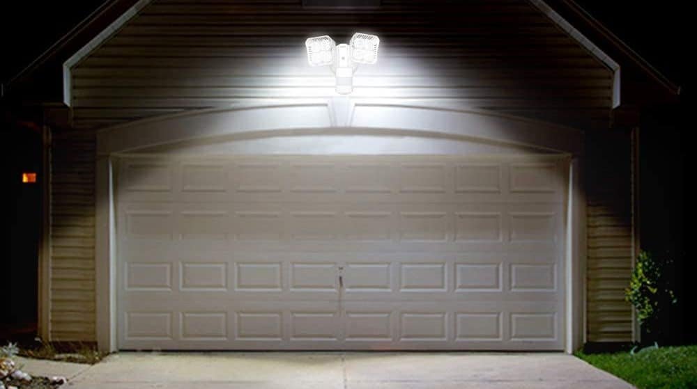 outdoor security light mounted to garage