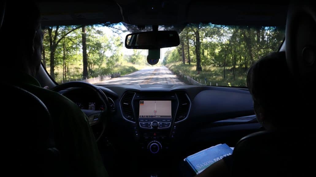 inside car with dashboard camera